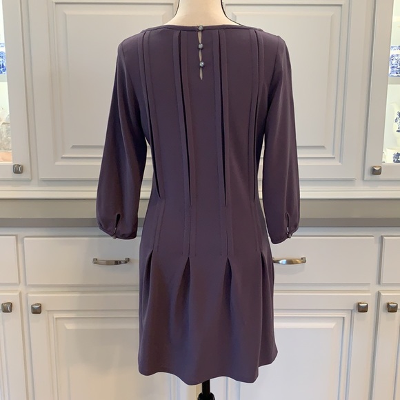 Fossil ~ Pleated Drop Waist Dress in Eggplant - Picture 9 of 16